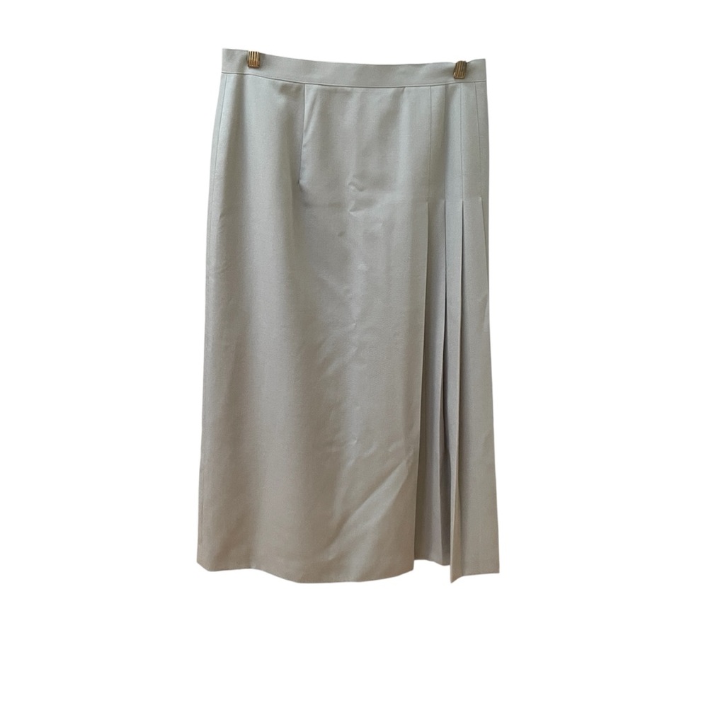 Talbots Maxi Pencil Pleated on One Side Sage Business Attire Chic Skirt Size 14